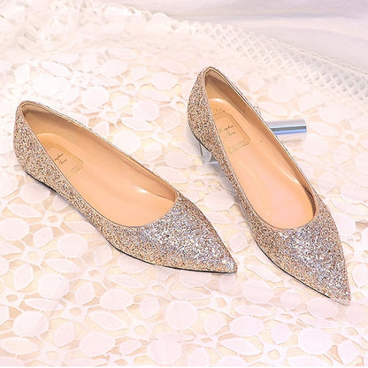 Flat Comfortable Glitter Shoes Pink Pointed – Women's Toe