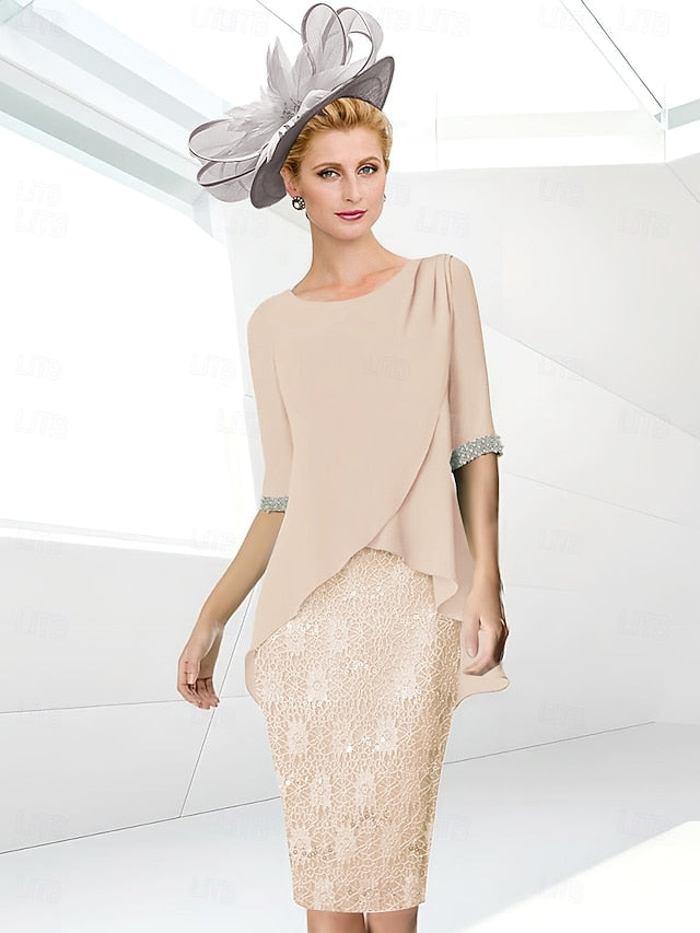 Mother Elegant Jewel Dress Beach the Wedding Sheath of Bride