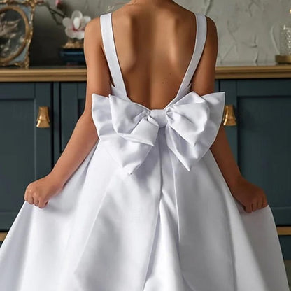 Color Dress Kids Girl Solid Flower Party Girls'