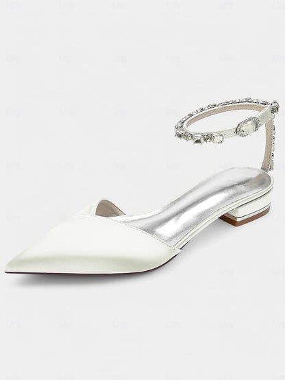 Crystal-Ankle Strap Satin – Chic Black Wedding with Shoes