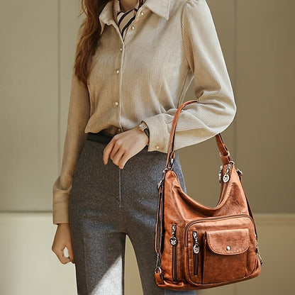Sac - Sac Hobo en similicuir pour femme style vintage marron
