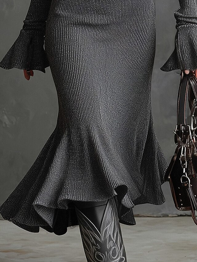Women's Midi Dress Sweater Dress Trumpet Mermaid Dress
