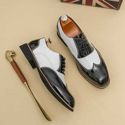 Gold and Men's Oxford with Leather Shoes Black Patent
