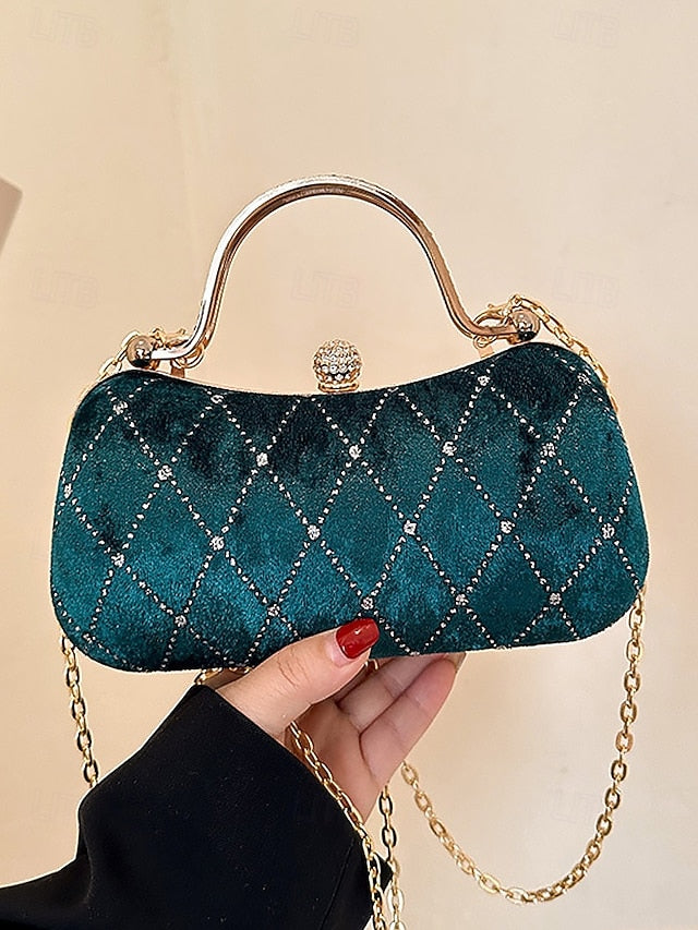 Quilted Diamond Women's Velvet - with Accents Purse Evening