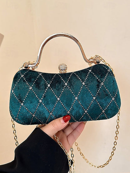 Quilted Diamond Women's Velvet - with Accents Purse Evening
