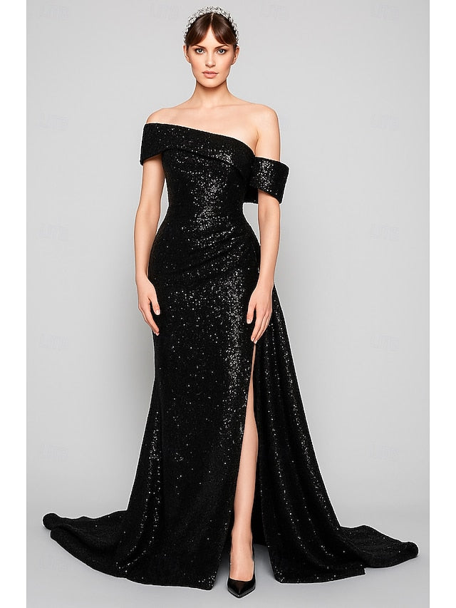 Carnival Black Blue Dress A-Line Gown Evening Sequined Elegant