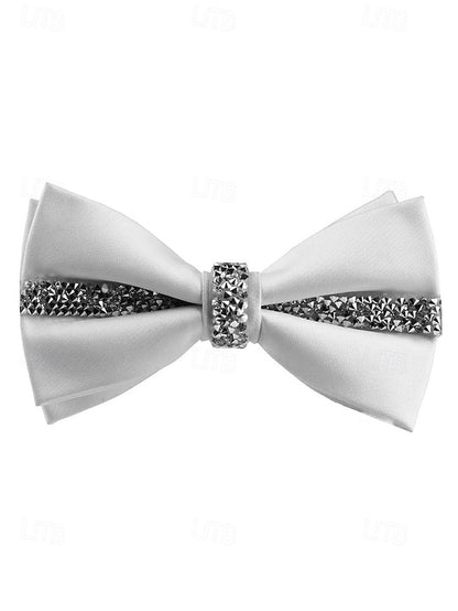 with Crystal Embellishment Bow Burgundy Tie – Satin Elegant