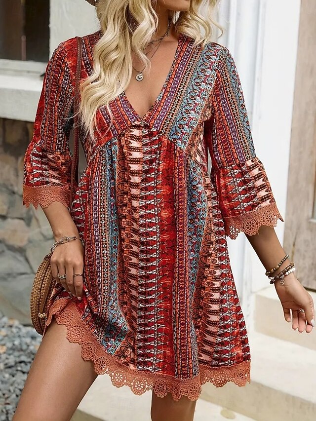 Women's Mini Dress Petite Dress Casual Dress Boho Dress