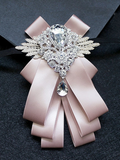Crystal Men's Tie Brooch Ribbon Pin Bow Elegant - Luxury