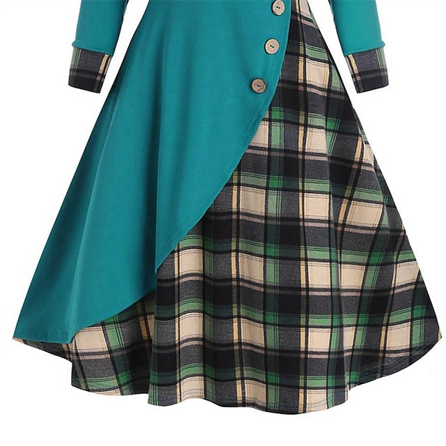 Women's Midi Dress Plaid Dress Casual Dress Sheath Dress