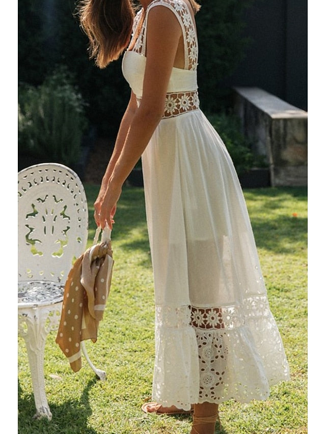 Women's Midi Dress White Dress Graduation Dress Elegant