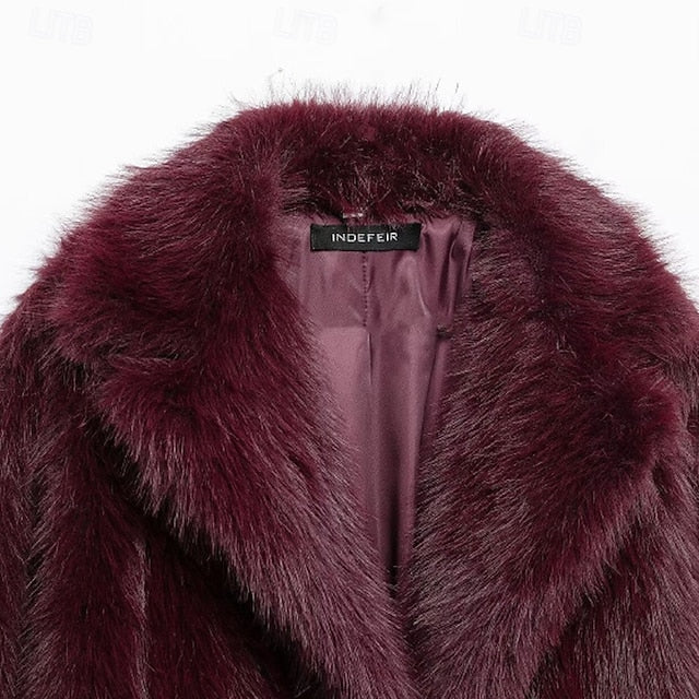 Women's Pocket Warm Fur Faux Furs Coat Comfortable