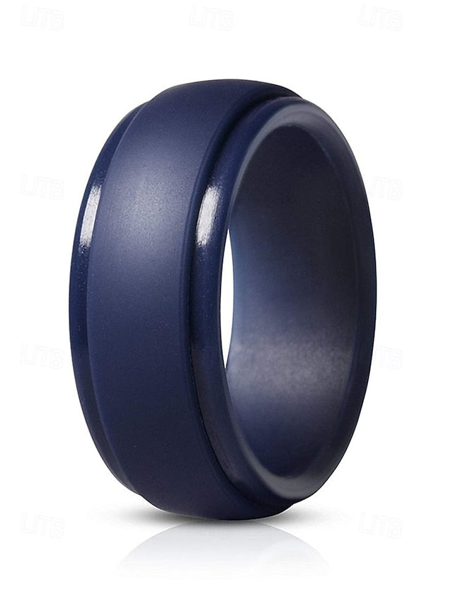 – Men Ring Black Durable Matte Silicone for Comfortable