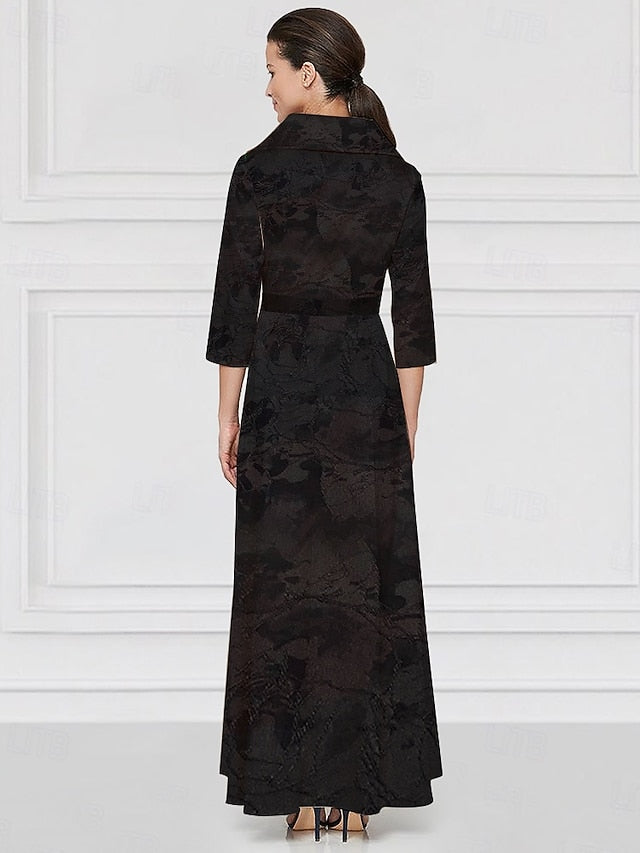 Gown Dress Jacquard Brocade Formal Evening Elegant A-Line