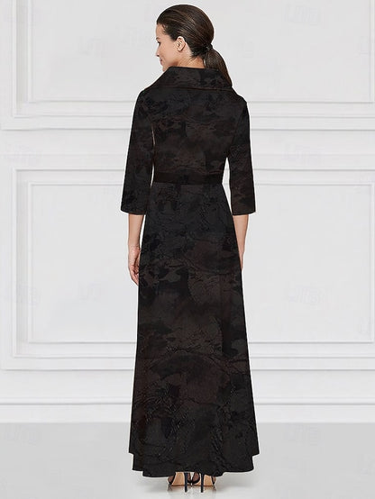 Gown Dress Jacquard Brocade Formal Evening Elegant A-Line