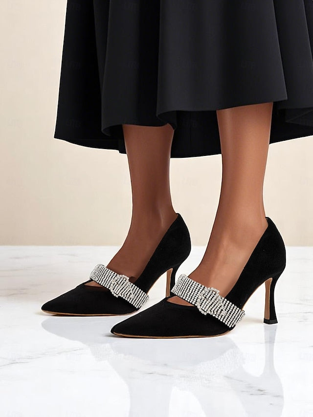 Slingback Women's Rhinestone-Embellished Pumps with