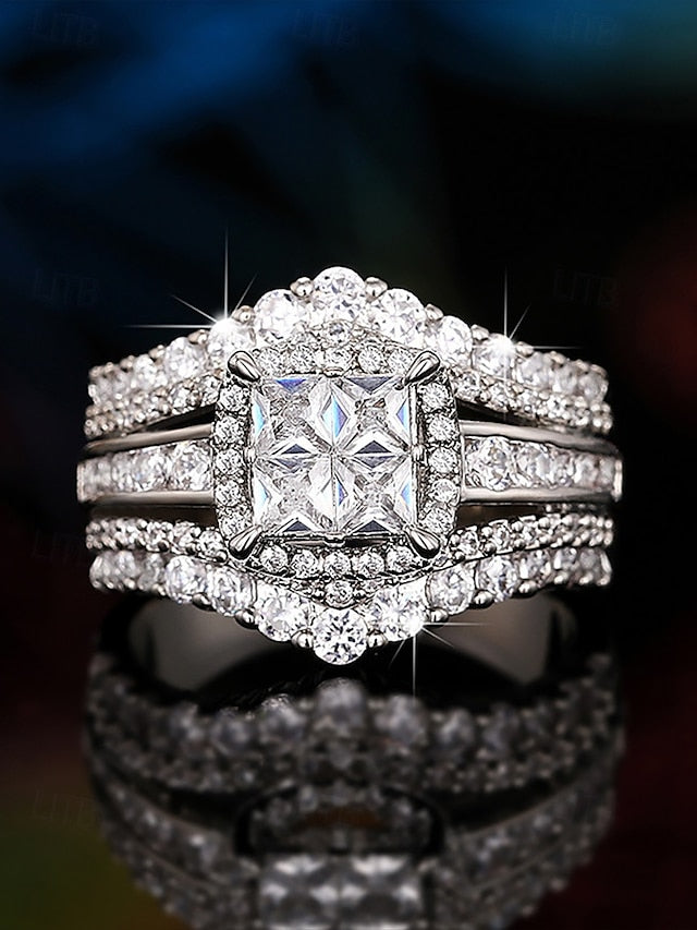 Cubic Luxury Ring Zirconia Wedding Set with