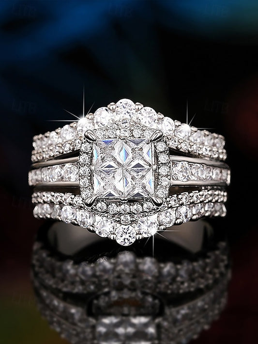 Cubic Luxury Ring Zirconia Wedding Set with