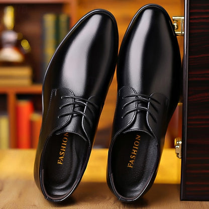 – Shoes Men's Glossy Black Classic Lace-Up Derby Formal