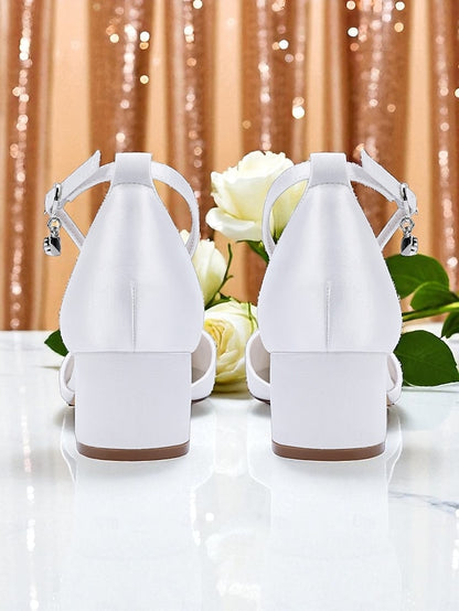 Burgundy Wedding Satin Women's with Shoes Block Heel