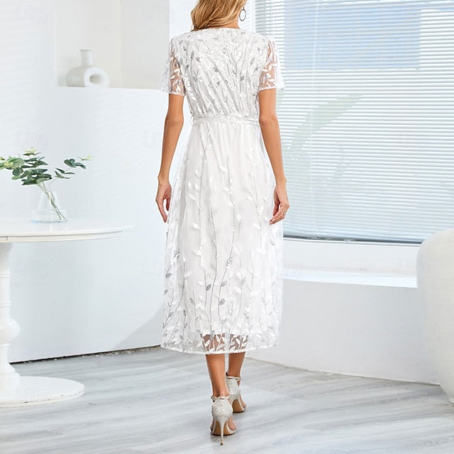 Neck Elegant Bride V Mother Sequin Dress the A-Line of