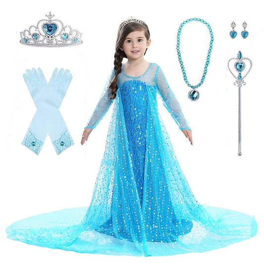 Flower Princess Elsa Girls' Movie Girl Dress Frozen