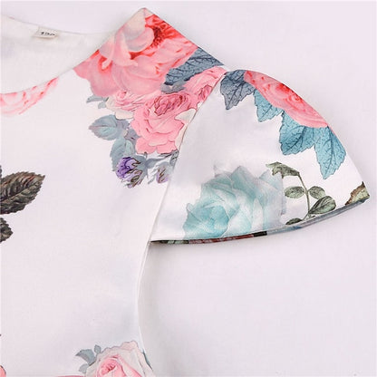 Party Girls' Floral Kids Flower Dress Short Sleeve