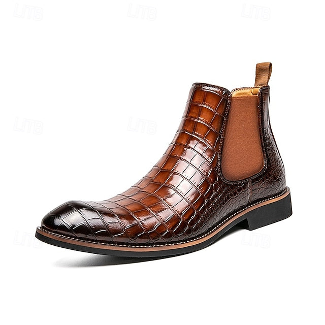 Chelsea Boots Brown Pattern Men's Crocodile – Slip-On