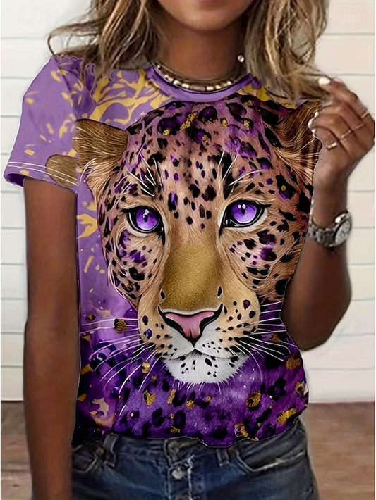 Women's T Shirt Graphic Animal Leopard Vintage Stylish