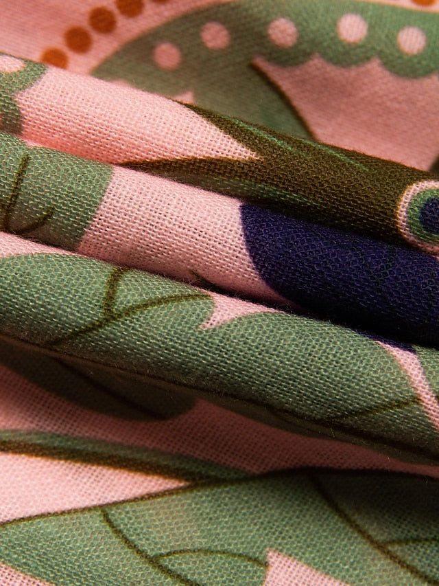 Floral Lace Up Elegant Short Sleeve Midi Dress