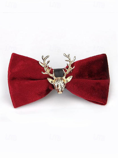 Gold Tie Pin Head Velvet with Men's Bow Deer