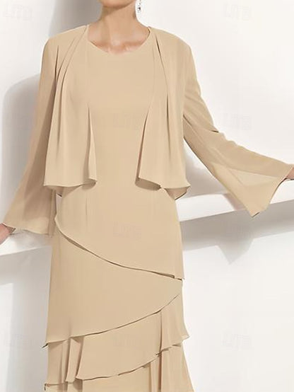 Mother Dress Elegant Piece the A-Line Two Bride of Jacket