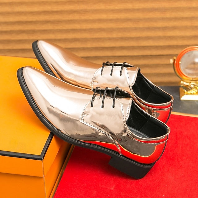 for Formal Shoes Glossy Leather Patent – Green Lace-Up Men