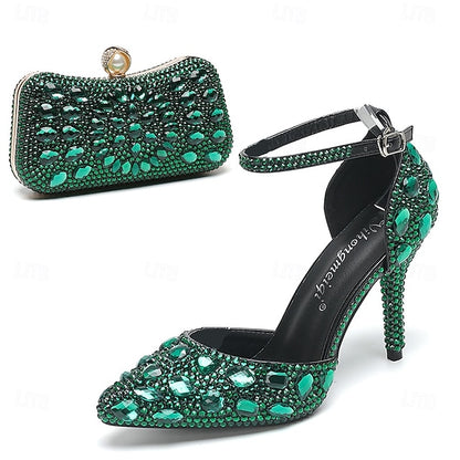 Multicolor Women's Wedding Rhinestone Shoes Heel High with