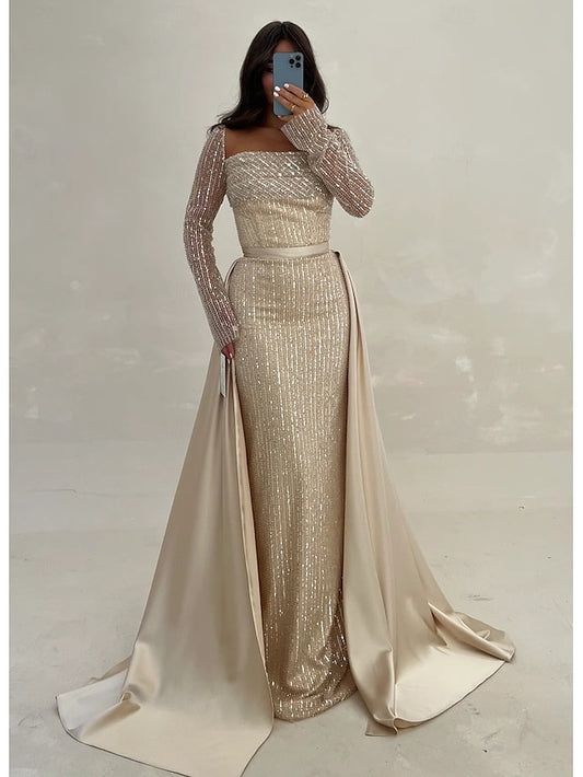 Evening Formal Dress Guest Gown A-Line Wedding Elegant Floor