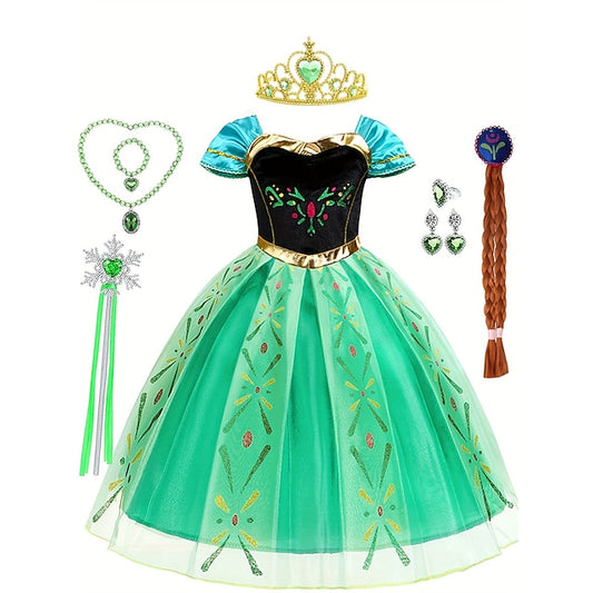 Party Frozen Princess Girl Fairytale Theme Dress Anna Flower