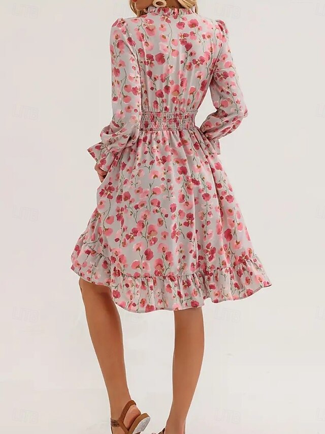 Women's Knee Length Dress A Line Dress Floral Dress Elegant