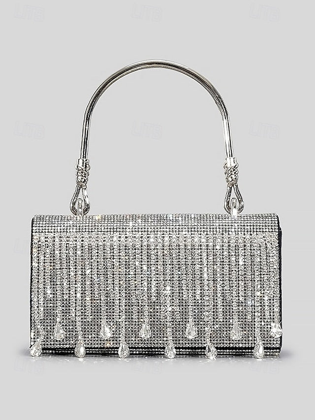 Evening Elegant with Women's Silver Chain Crystal Handbag