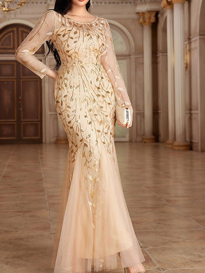 Crew Elegant Neck the Floor of Party Mother Dress Bride