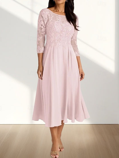 Dress Bride Elegant Mother of the Crew Neck Wedding A-Line Guest