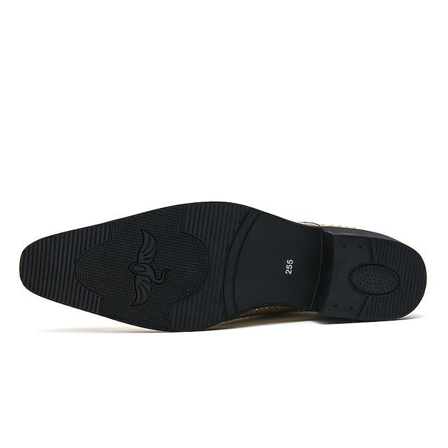 Men's – Oxford Faux Metallic Gold Shoes Shiny