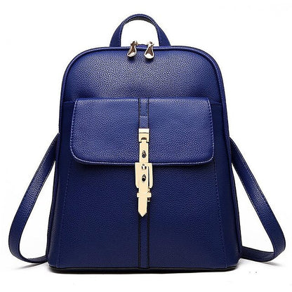 Sac à dos en similicuir noir pour femme avec fermoir doré