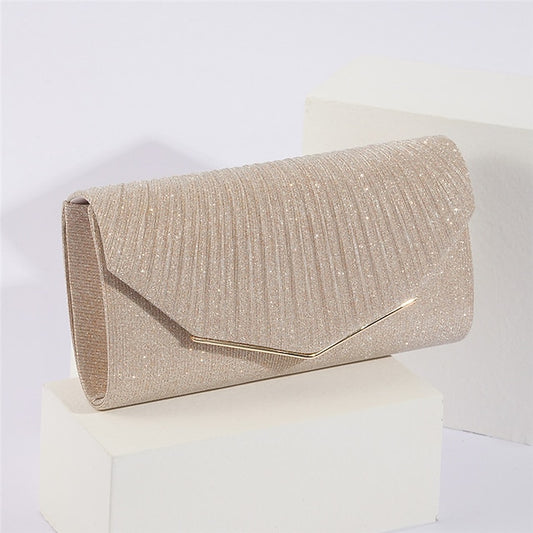 Metal Glitter with Clutch Gold Bag Elegant Evening Women's