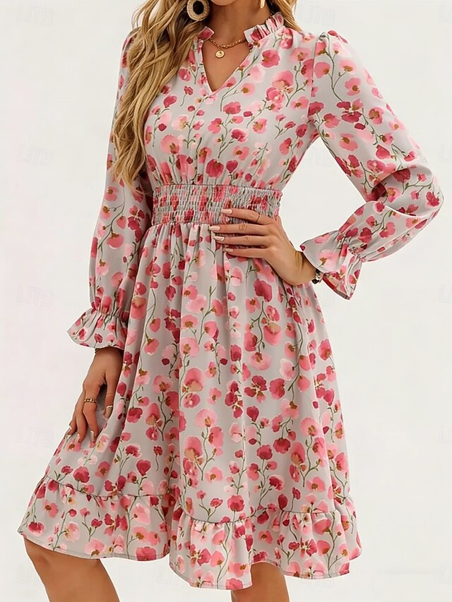 Women's Knee Length Dress A Line Dress Floral Dress Elegant