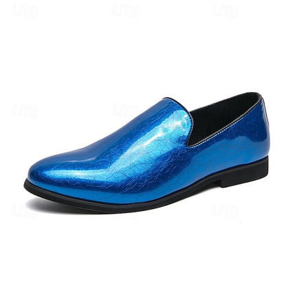 Men's Metallic Fashionable Gold Shiny Loafers Slip-On –