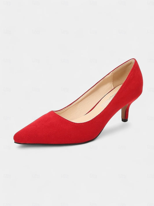 Women's Kitten with Emerald Pumps Suede Green Pointed-Toe