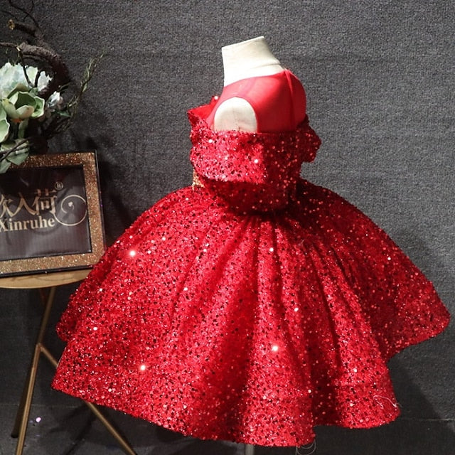 Kids Party Girls' Dress Short Solid Sleeve Color