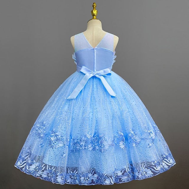 Girl Girls' Solid Flower Kids Dress Colored