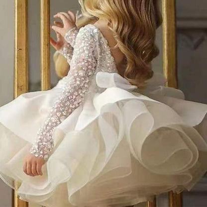 Girls' Dress Flower Long Sequin Kids Girl Party