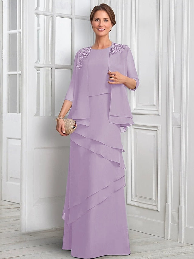 the Bride Dress Suit Piece Elegant Mother of Formal Two A-Line